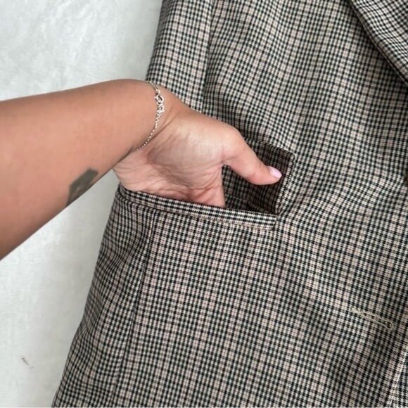 STYLENANDA Korea Single Breasted Padded Shoulder Plaid Check Blazer Size S - Picture 12 of 12